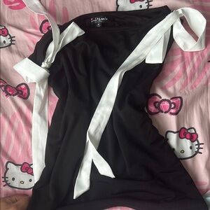 black tank top with white ribbons